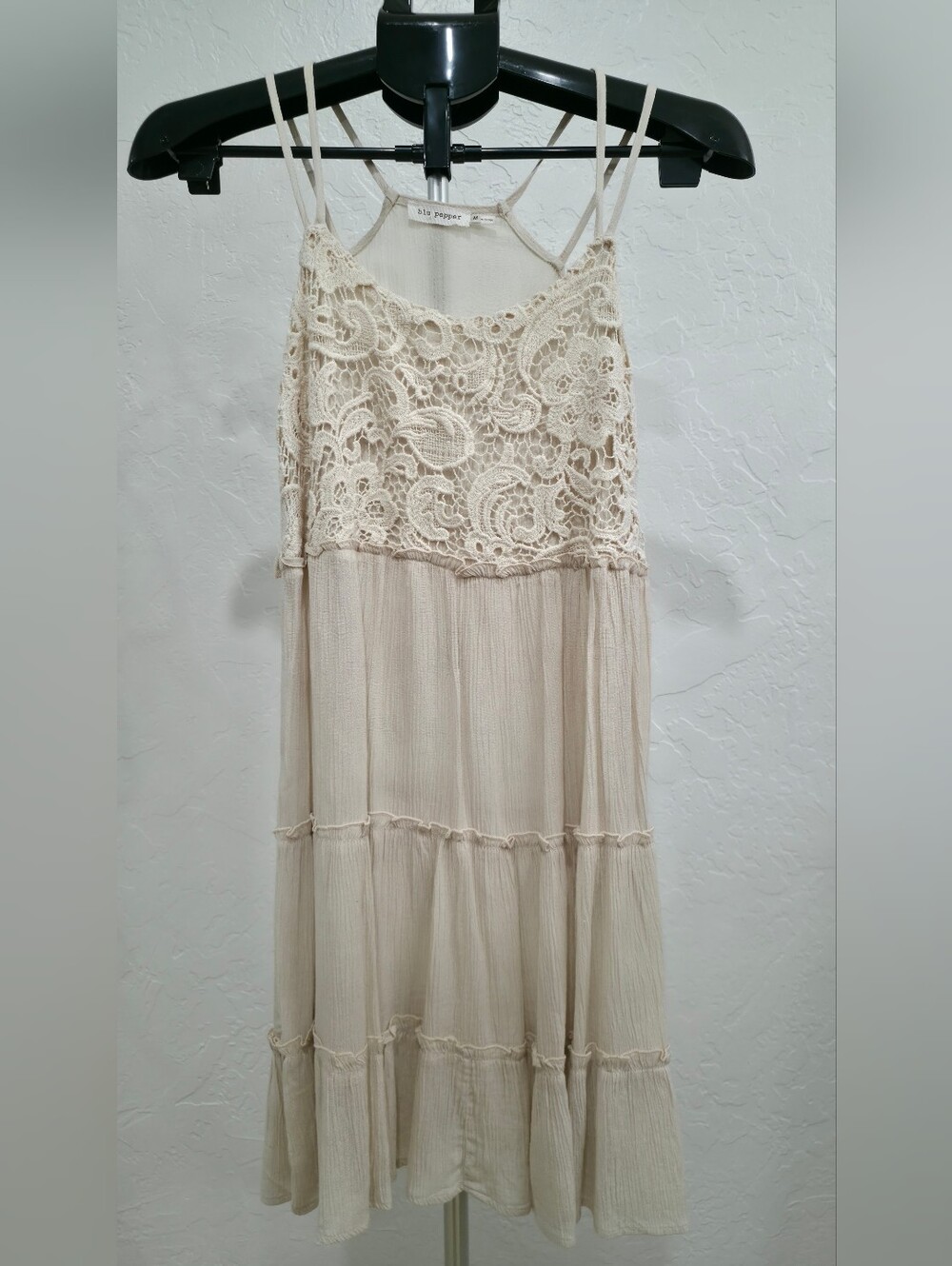bp Cream Crochet-Tiered Maxi Dress